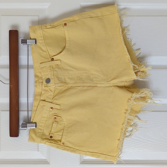 Levi's Pants - Levi's 501 Classic High Waisted Button Fly Cut Off Jean Shorts Pastel Yellow 28